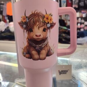 Pink  Highland Cow  40 oz Tumbler